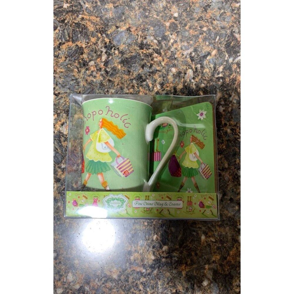 Shopoholic Mug and Coaster Gift Set NEW